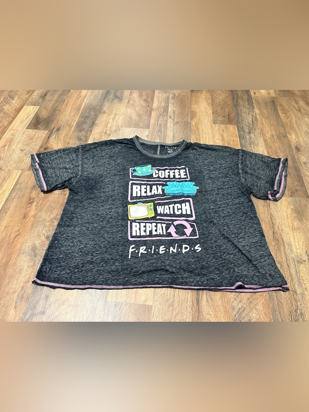 Friends Coffee Relax Watch Repeat Graphic Tee Size 3X (22W/24W) | Plus Size